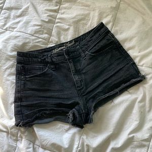 Black denim shorts